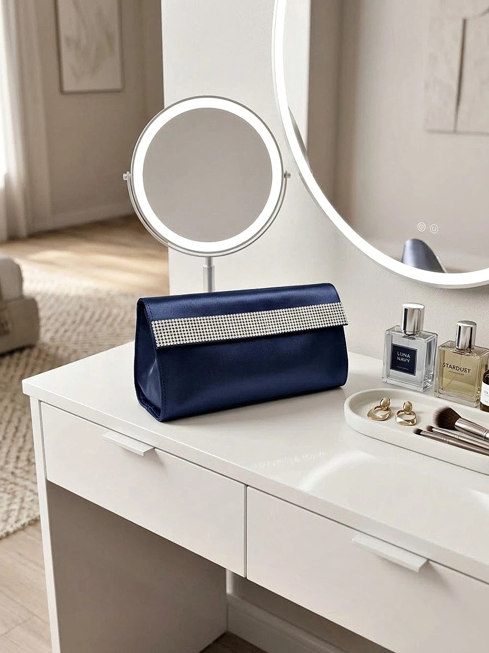 Christian Dior perfume bag Embellished Clutch in Blue & Silver